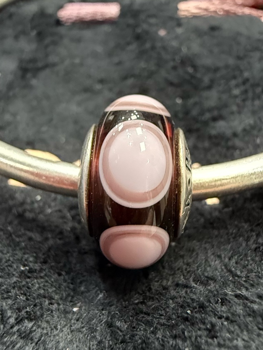 Authentic Pandora Retired Purple Stepping Stones Murano Glass Charm S925 790910